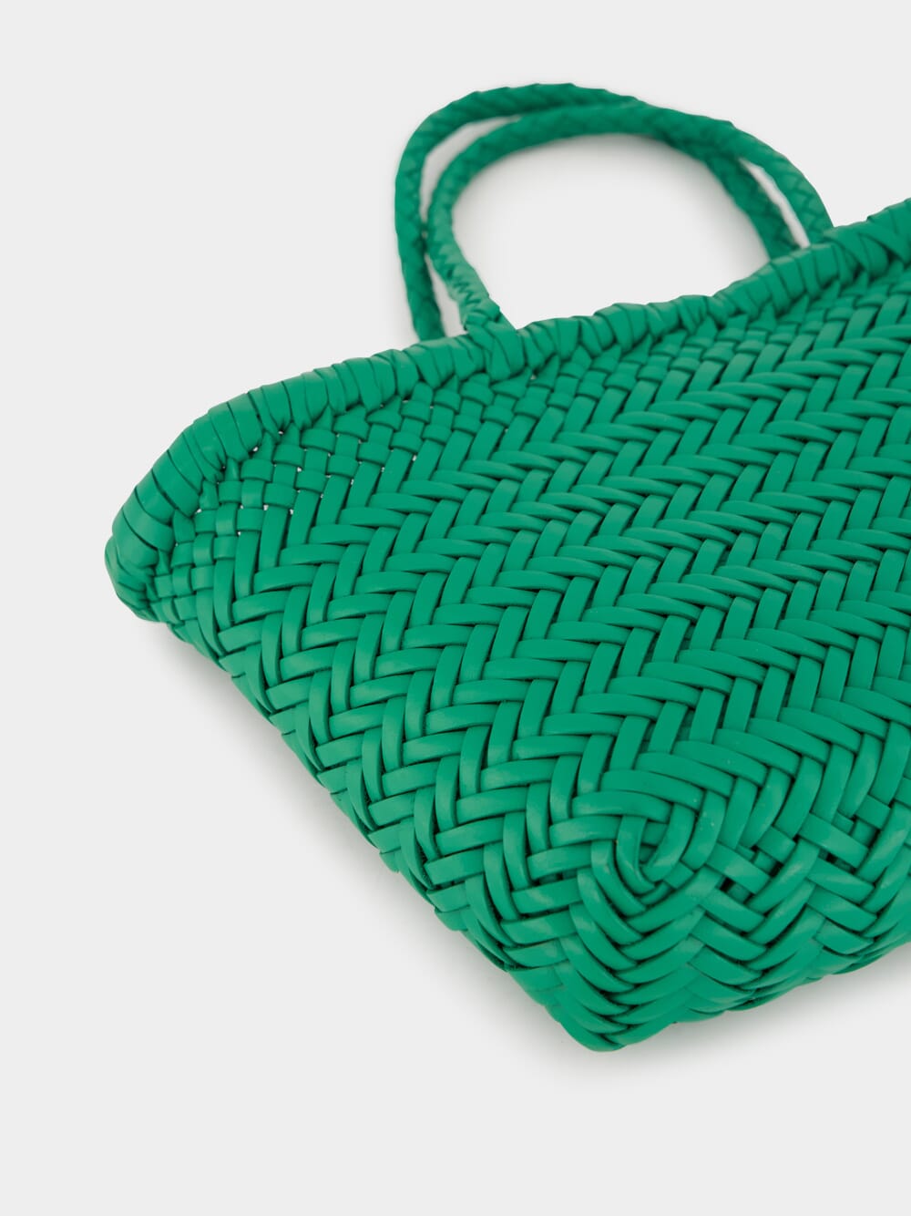 Kelly Green Mini Flat Gora Woven Leather Bag