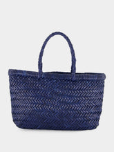 Dragon Diffusion Mini Flat Gora Navy Blue Woven Bag