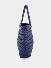 Dragon Diffusion Mini Flat Gora Navy Blue Woven Bag