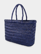 Dragon Diffusion Mini Flat Gora Navy Blue Woven Bag