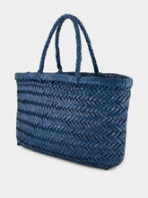 Dragon Diffusion Ocean Blue Mini Flat Gora Leather Tote