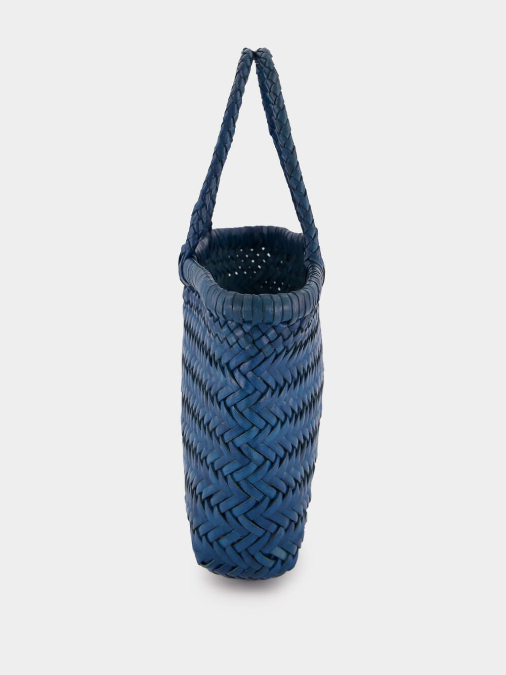 Steel Blue Mini Flat Gora Woven Leather Bag