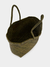 Dragon Diffusion Khaki Green Triple Jump Big Woven Leather Tote