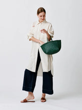 Dragon Diffusion Forest Green Triple Jump Small Woven Leather Tote