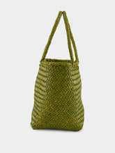 Dragon Diffusion Bamboo Green Grace Basket Small Woven Leather Tote