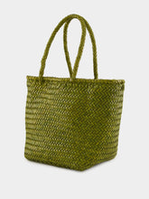 Dragon Diffusion Bamboo Green Grace Basket Small Woven Leather Tote