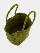 Dragon Diffusion Bamboo Green Grace Basket Small Woven Leather Tote