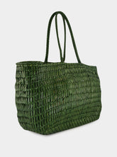 Dragon Diffusion Leaf Green Terrafino Woven Leather Tote