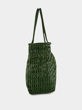 Dragon Diffusion Leaf Green Terrafino Woven Leather Tote