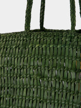 Dragon Diffusion Leaf Green Terrafino Woven Leather Tote