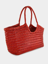 Dragon Diffusion Poppy Red Nantucket Big Woven Leather Tote