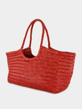 Dragon Diffusion Poppy Red Nantucket Big Woven Leather Tote