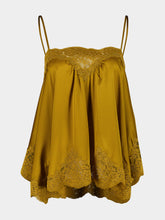 Zimmermann Chartreuse Clash Silk Satin Lace Camisole