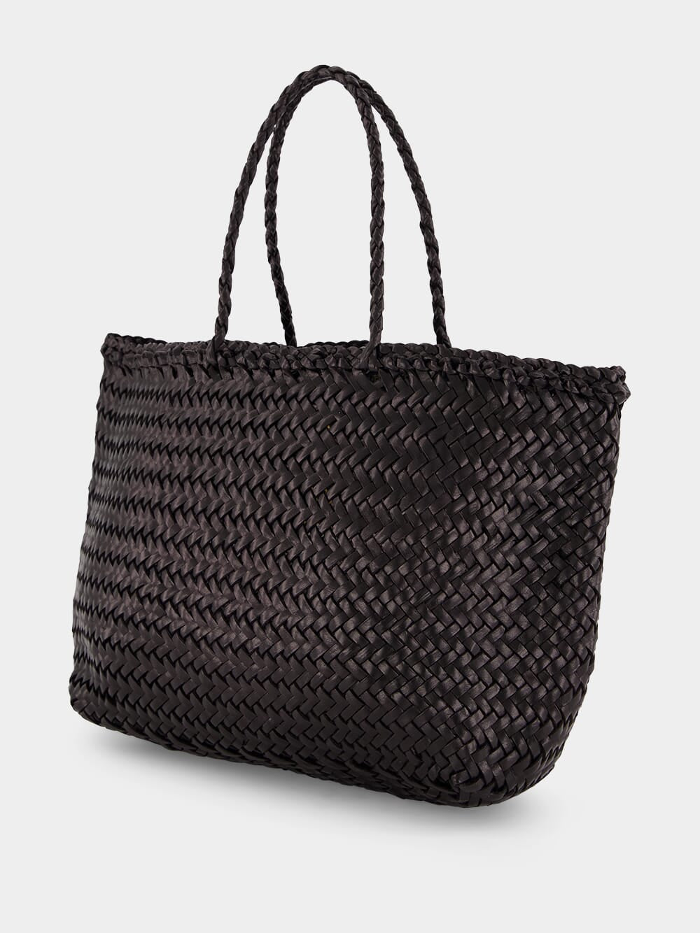 Black Grace Mini Woven Leather Basket Bag