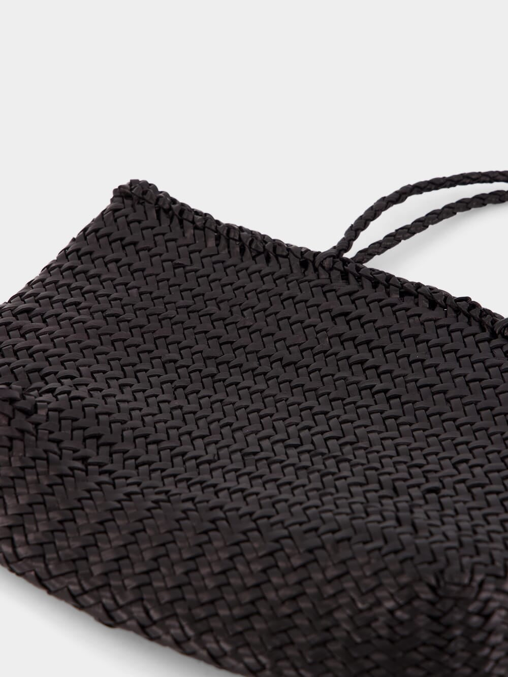 Black Grace Mini Woven Leather Basket Bag