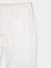 Zimmermann Lexi Embroidered White Eyelet Flared Trousers
