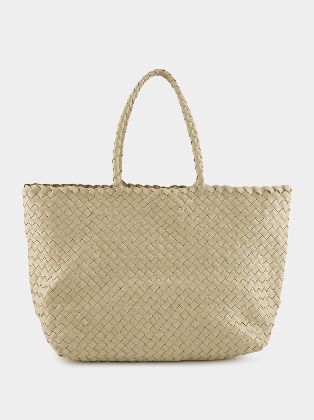 Cream Woven Leather Shoulder Bag