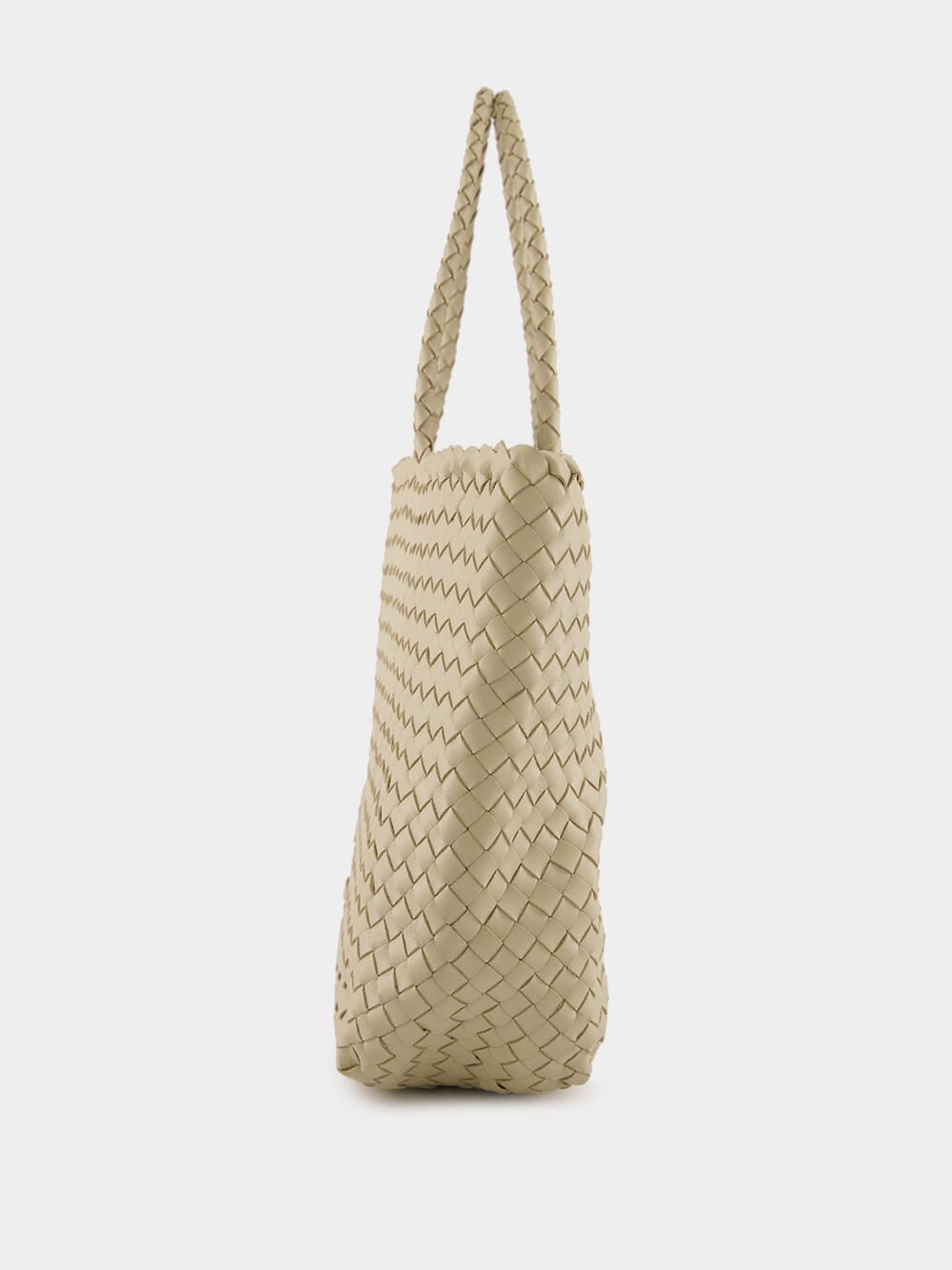 Cream Woven Leather Shoulder Bag