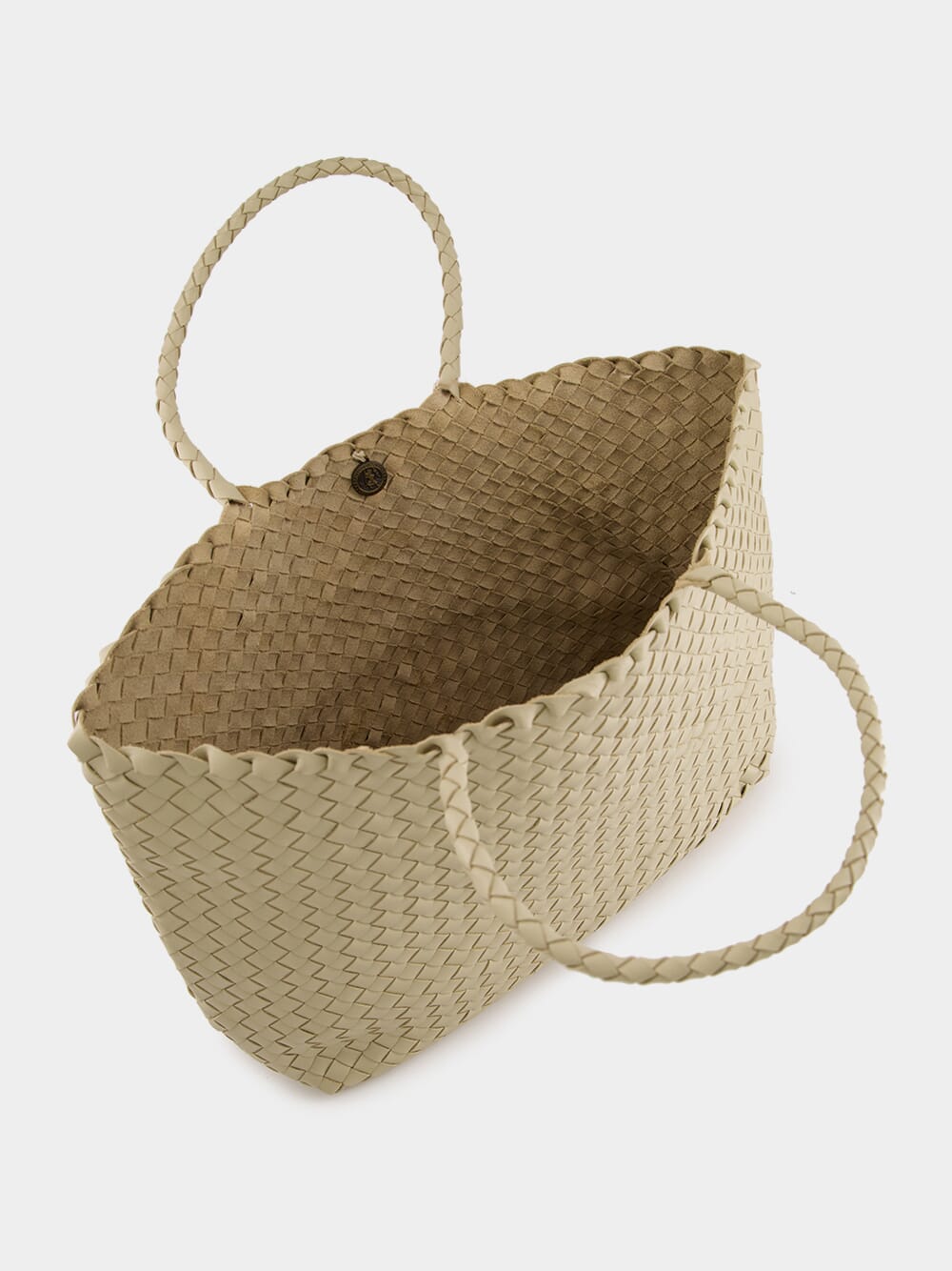 Cream Woven Leather Shoulder Bag