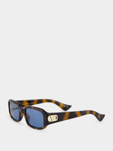 Valentino Garavani Tortoiseshell and Blue Vain Light Bio Inject Sunglasses