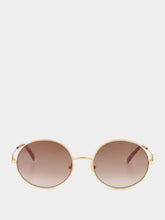 Valentino Garavani Gold and Brown V Logo Round Sunglasses