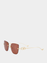 Valentino Garavani Gold and Brown Bejewelled Metal Sunglasses