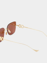 Valentino Garavani Gold and Brown Bejewelled Metal Sunglasses