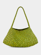 Dragon Diffusion Bamboo Green Woven Leather Baguette Bag
