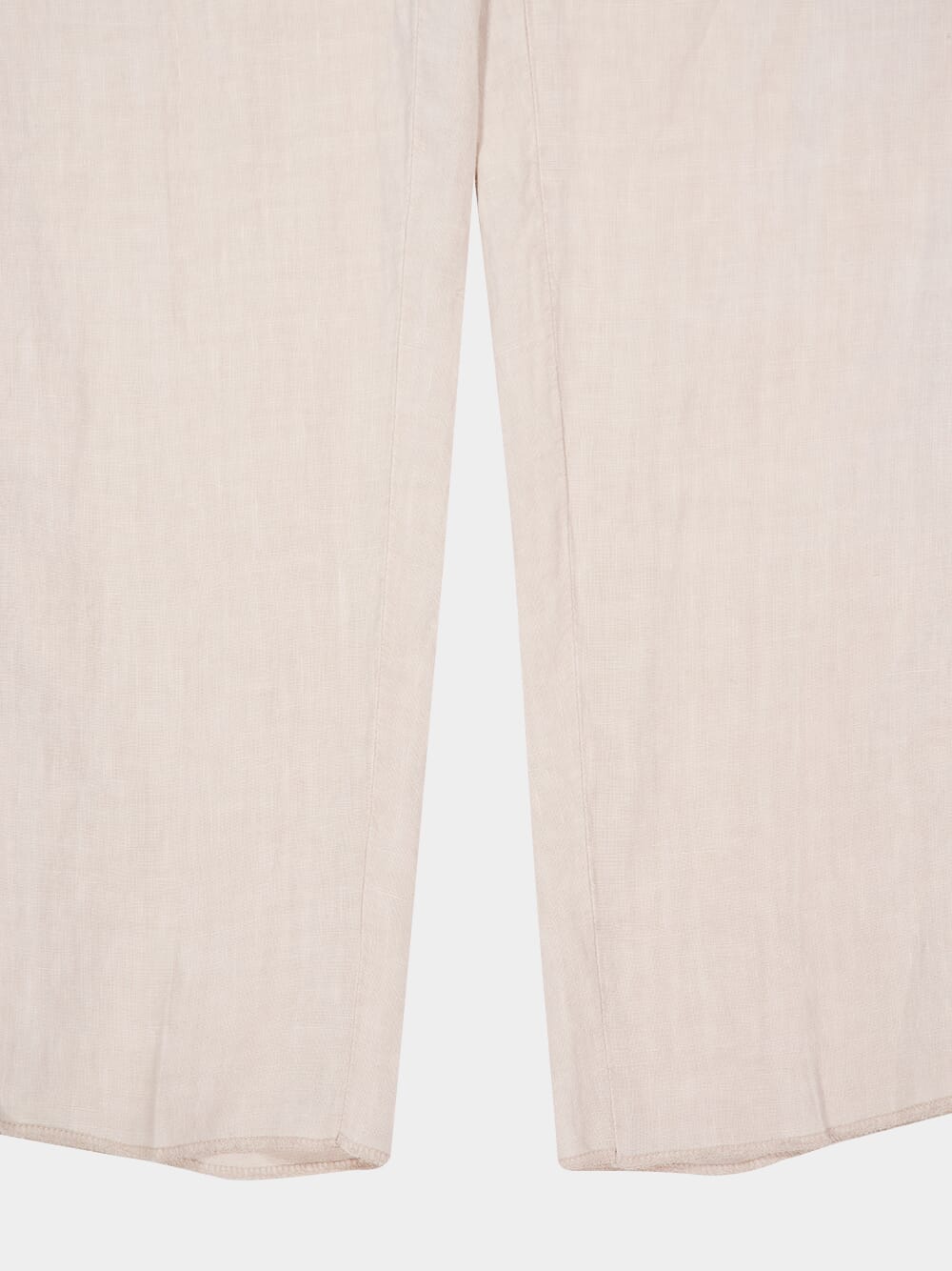 Light Beige Straight Fit Linen Trousers