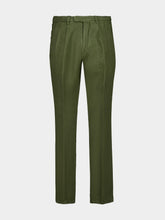 Boglioli Khaki Green Linen Straight Fit Trousers