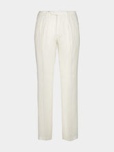 Boglioli White Linen Straight Fit Trousers