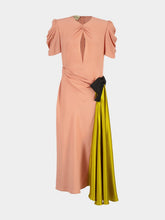 Valentino Garavani Pink Draped Midi Dress with Contrast