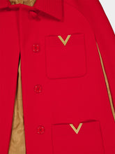 Valentino Garavani Red Drill Double Cape with V Gold