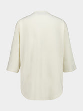 Valentino Garavani Ivory Long-Sleeve Wool Top with V Detail