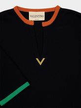 Valentino Garavani Black Long-Sleeve Wool Top with V Detail