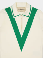 Valentino Garavani Ivory and Green Short-Sleeve Cotton Polo