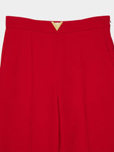 Valentino Garavani Red Wool Crepe Trousers with V Detail