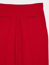 Valentino Garavani Red Wool Crepe Trousers with V Detail