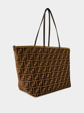 Fendi Dark Brown Roll Large Jacquard Velvet Shoulder Bag