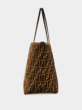 Fendi Dark Brown Roll Large Jacquard Velvet Shoulder Bag