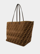 Fendi Dark Brown Roll Large Jacquard Velvet Shoulder Bag