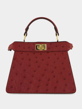 Fendi Dark Red Petite Peekaboo Ostrich Bag