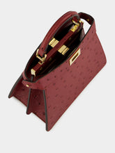Fendi Dark Red Petite Peekaboo Ostrich Bag