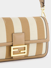 Fendi Beige Pequin Striped Baguette Bag
