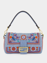 Fendi Light Blue Embroidered Baguette Bag
