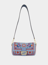 Fendi Light Blue Embroidered Baguette Bag