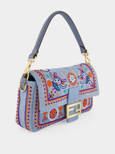Fendi Light Blue Embroidered Baguette Bag