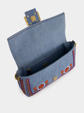 Fendi Light Blue Embroidered Baguette Bag