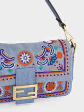 Fendi Light Blue Embroidered Baguette Bag
