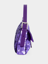 Fendi Purple Sequin Baguette Shoulder Bag